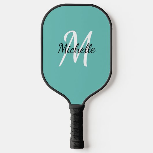 Eenvoudige blauwe monogram naam + Initiaal Pickleball Paddle (Voorkant)