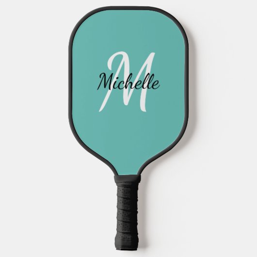 Eenvoudige blauwe monogram naam + Initiaal Pickleball Paddle (Achterkant)