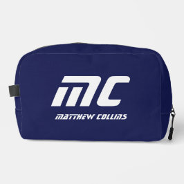 Eenvoudige Blauwe Monogrammed Naam Tekst voor Hem Toilettasje
