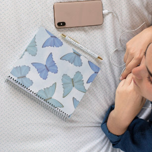 Eenvoudige blauwe, mooie Butterflies Waterverf Cut Notitieboek