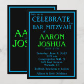 Eenvoudige Blauwe Neon Uitnodiging (Voorkant / Achterkant)