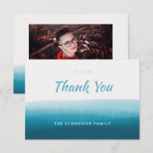 Eenvoudige blauwe ombre flat bedankkaart (Voorkant / Achterkant)