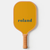 Eenvoudige blauwe Oranje naam Pickleball Paddle (Voorkant)