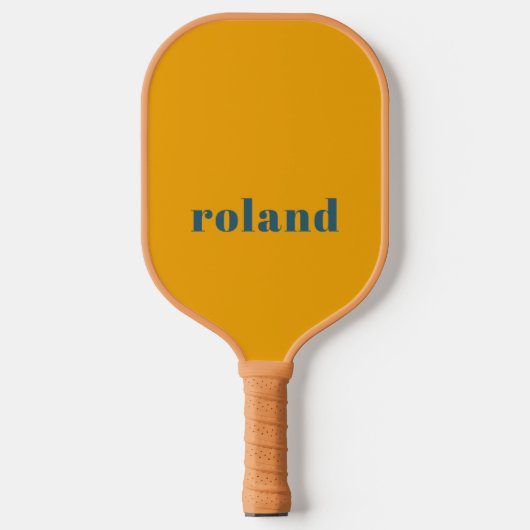 Eenvoudige blauwe Oranje naam Pickleball Paddle (Voorkant)