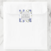 eenvoudige blauwe & paarse bloemmotief  vierkante sticker (Tas)