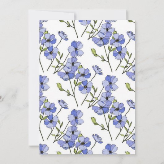 Eenvoudige Blauwe & paarse Florid huwelijksuitnodi Kaart (Achterkant)