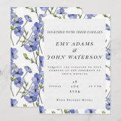 Eenvoudige Blauwe & paarse Florid huwelijksuitnodi Kaart (Voorkant / Achterkant)