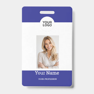 Eenvoudige blauwe professionele foto ID-badge Badge
