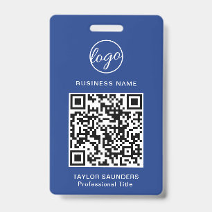 Eenvoudige Blauwe QR Code Personeels-ID Badge