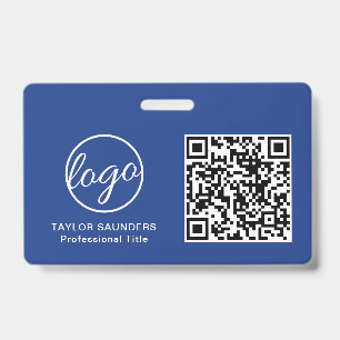 Eenvoudige Blauwe QR Code Personeels-ID Badge