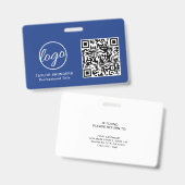 Eenvoudige Blauwe QR Code Personeels-ID Badge (Voor- en achterkant)