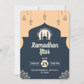 Eenvoudige Blauwe Ramadan Iftar Uitnodiging (Portr (Voorkant)