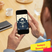 Eenvoudige Blauwe Ramadan Iftar Uitnodiging (Portr