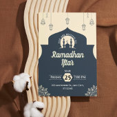 Eenvoudige Blauwe Ramadan Iftar Uitnodiging (Portr