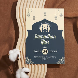 Eenvoudige Blauwe Ramadan Iftar Uitnodiging (Portr