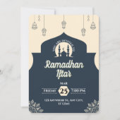 Eenvoudige Blauwe Ramadan Iftar Uitnodiging (Portr (Voorkant)