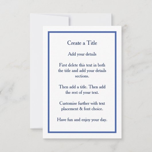 Eenvoudige blauwe rand klassieke bruiloft uitnodig kaart (Voorkant)