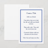 Eenvoudige blauwe rand klassieke bruiloft uitnodig kaart (Voorkant / Achterkant)