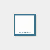 Eenvoudige blauwe rand moderne naam post-it® notes (Voorkant)