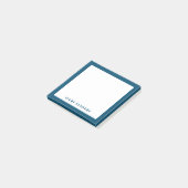 Eenvoudige blauwe rand moderne naam post-it® notes (Schuin)
