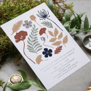 Eenvoudige Blauwe Redwood Bloemen Bloemrijke Moder Folie Uitnodiging