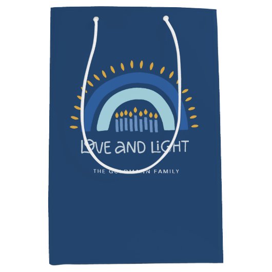 Eenvoudige Blauwe Regenboog Kaarsen Liefde & Licht Medium Cadeauzakje (Voorkant)