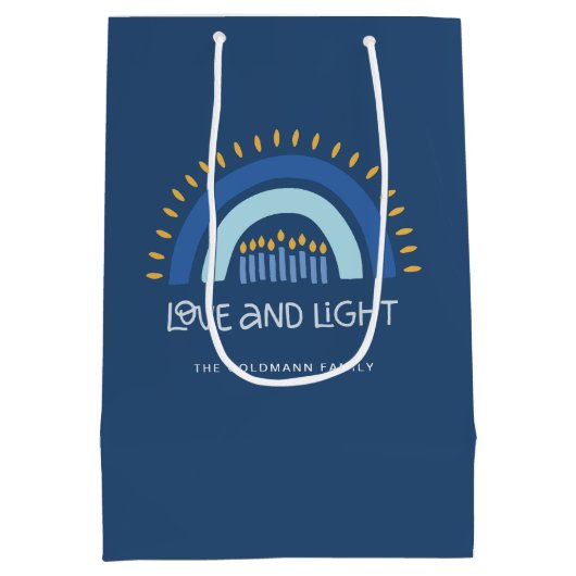 Eenvoudige Blauwe Regenboog Kaarsen Liefde & Licht Medium Cadeauzakje (Achterkant)