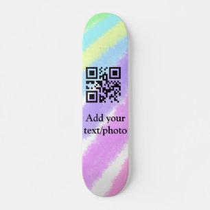 Eenvoudige blauwe roze aquarel voeg je tekst naam persoonlijk skateboard