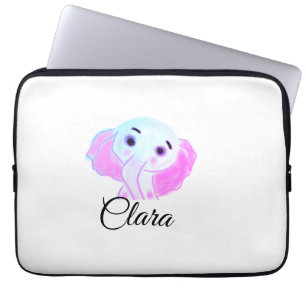Eenvoudige blauwe roze baby olifant waterverf voeg laptop sleeve