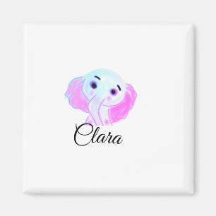 Eenvoudige blauwe roze baby olifant waterverf voeg magneet