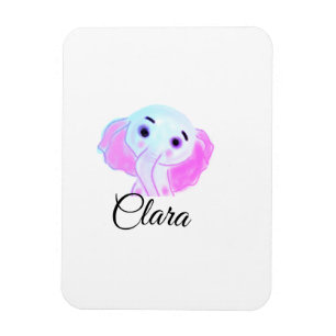Eenvoudige blauwe roze baby olifant waterverf voeg magneet