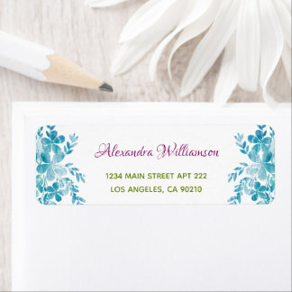 Eenvoudige  blauwe roze groen meisje met Floral Re Etiket