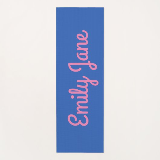 Eenvoudige, blauwe roze script, persoonlijke naam yogamat (Voorkant)