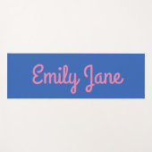 Eenvoudige, blauwe roze script, persoonlijke naam yogamat (Voorkant (horizontaal))