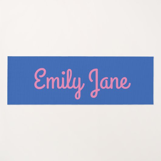 Eenvoudige, blauwe roze script, persoonlijke naam yogamat (Voorkant (horizontaal))