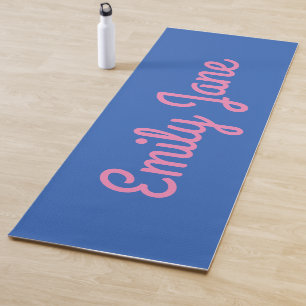 Eenvoudige, blauwe roze script, persoonlijke naam yogamat