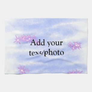 Eenvoudige blauwe roze waterverf voegt de naam van theedoek