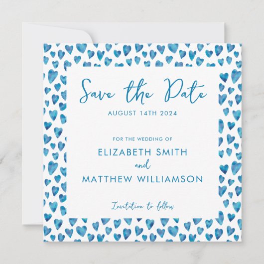 Eenvoudige blauwe Save the Date-huwelijk Date (Voorkant)