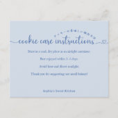 Eenvoudige blauwe script cookieverzorgingsinstruct bedankkaart (Voorkant)
