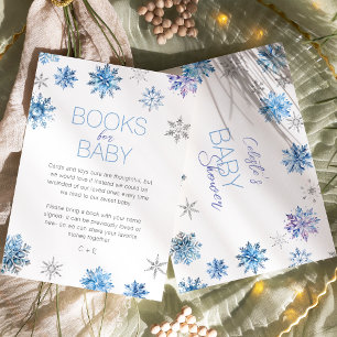 Eenvoudige Blauwe Sneeuwvlok Baby Shower Boeken Vo Informatiekaartje