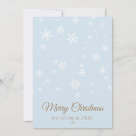 Eenvoudige blauwe sneeuwvlokken Merry Kerstry Feestdagenkaart