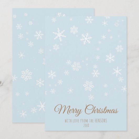 Eenvoudige blauwe sneeuwvlokken Merry Kerstry Feestdagenkaart (Voorkant / Achterkant)