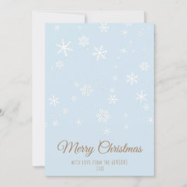 Eenvoudige blauwe sneeuwvlokken Merry Kerstry Feestdagenkaart