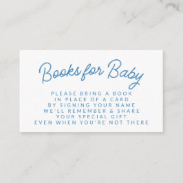Eenvoudige Blauwe Speelse Boekverzoek Baby Shower Informatiekaartje