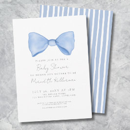 Eenvoudige Blauwe Strik Baby Shower Kaart