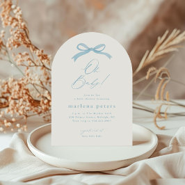 Eenvoudige Blauwe Strik Jongens Baby Shower Kaart