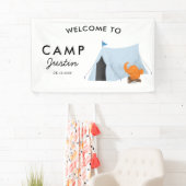 Eenvoudige blauwe tentcampagne - Birthday Party We Spandoek (Insitu)