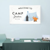 Eenvoudige blauwe tentcampagne - Birthday Party We Spandoek (Beurs)