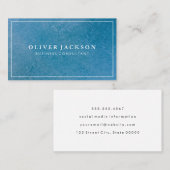 Eenvoudige blauwe textuur met White Border minimal Visitekaartje (Voorkant / Achterkant)