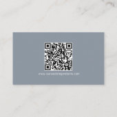Eenvoudige blauwe typografie Weddenschap QR-code Informatiekaartje (Achterkant)